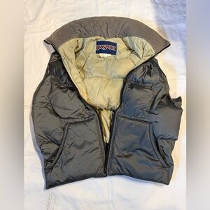 Jansport Men's Black and Cream Puffer Jacket #182